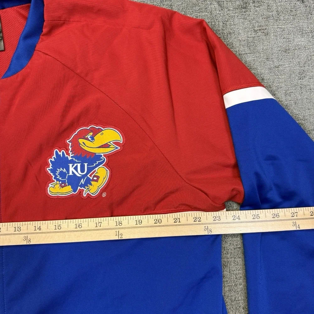 Adidas Kansas Jayhawks Jacket Men's XL Red Blue Full Zip Sideline Snap Warm Up